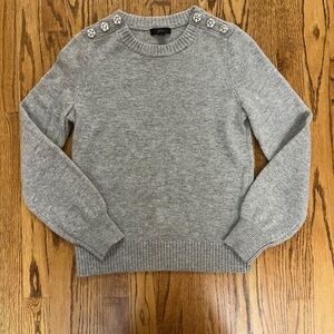 J. Crew Gray Sweater Jeweled Buttons